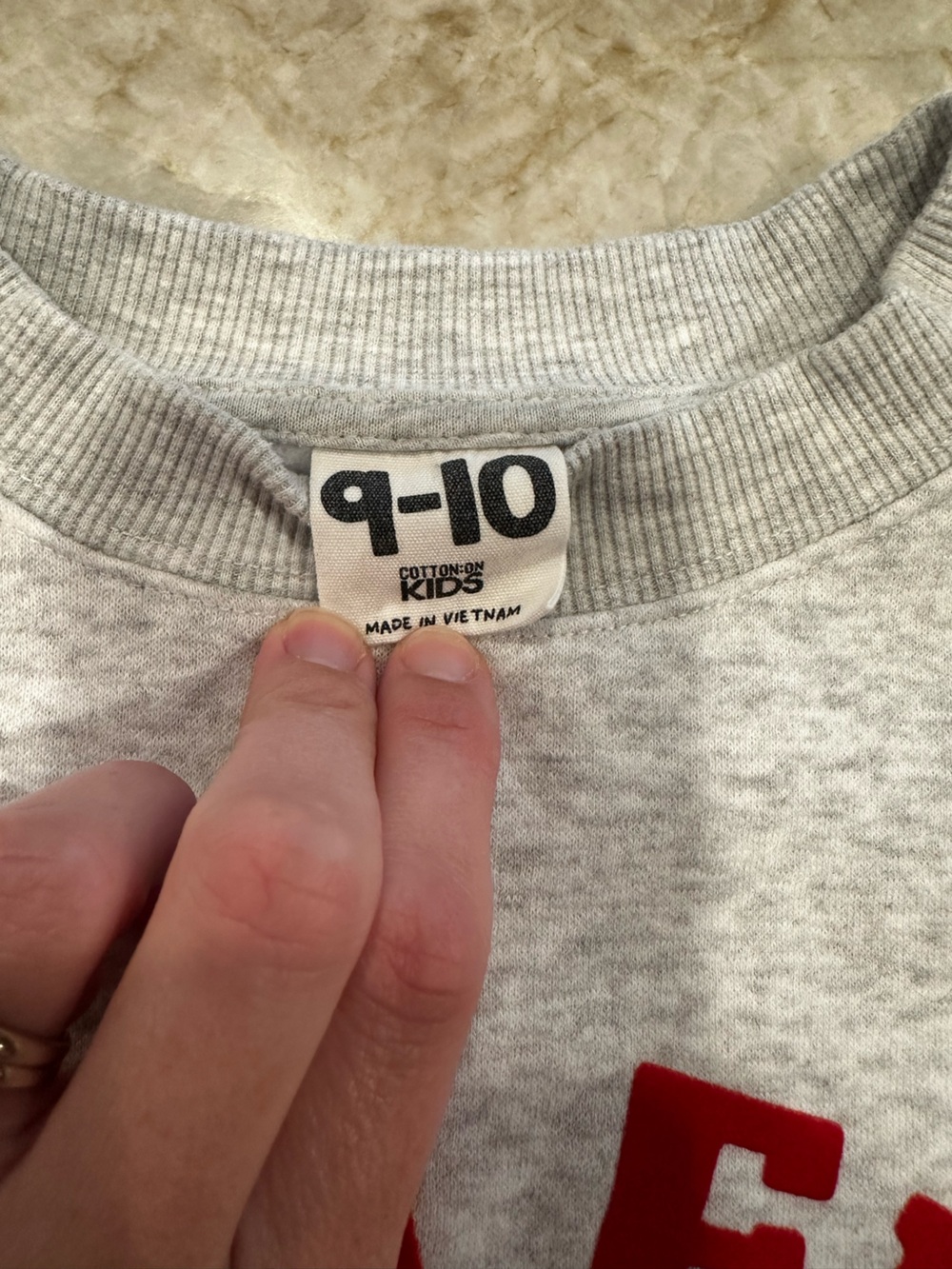 Cotton On Kids Gray Pullover Sweatshirt with Red Holiday Graphic - Picture 3 of 3